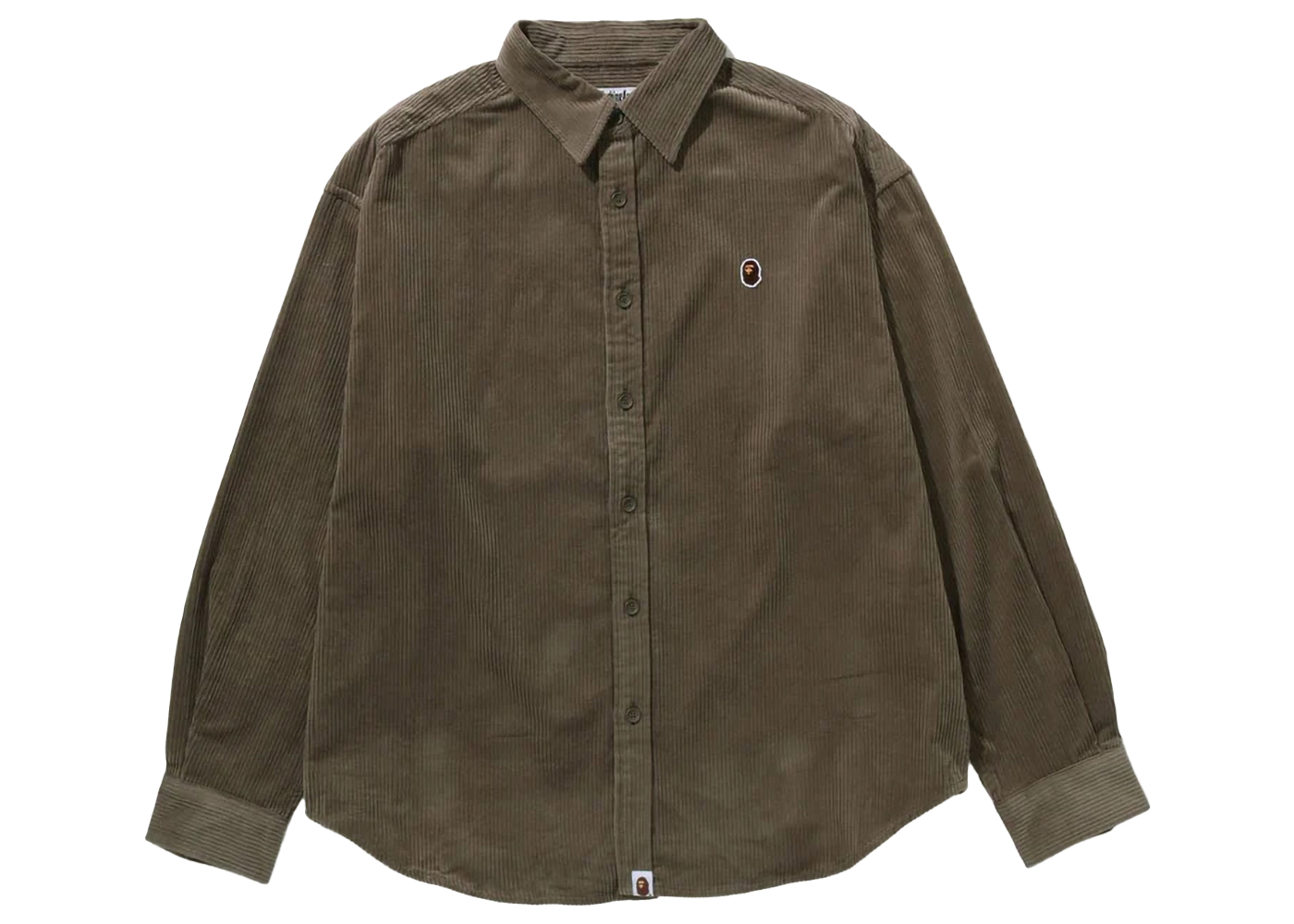 Pre-owned Ape Head One Point Corduroy Shirt Olivedrab