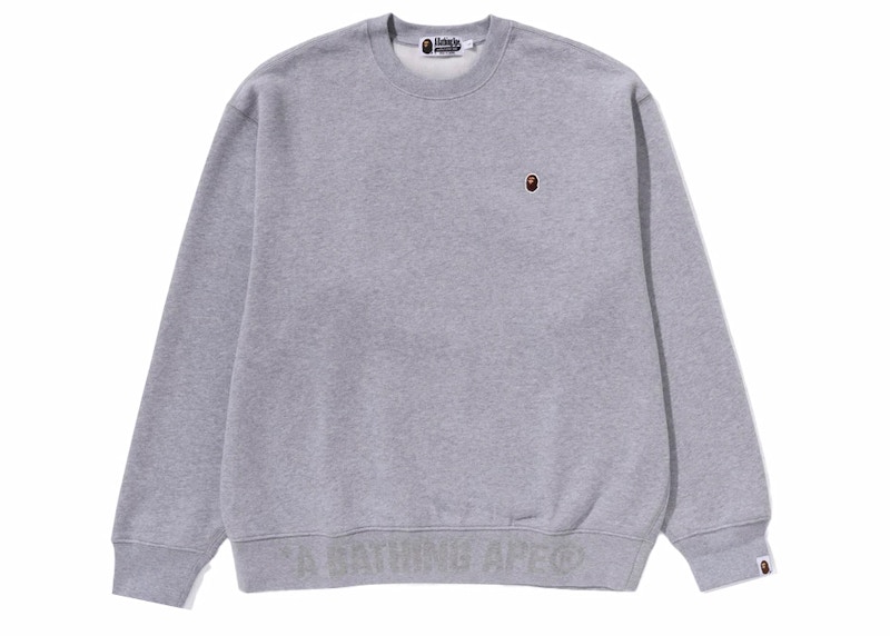 BAPE Ape Head One Point Crewneck Gray Men's - FW23 - US