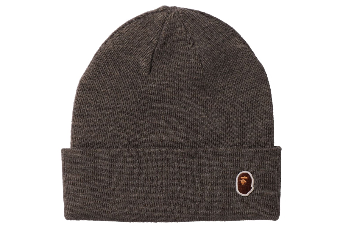 Pre-owned Bape Ape Head One Point Knit Cap (fw21) Gray