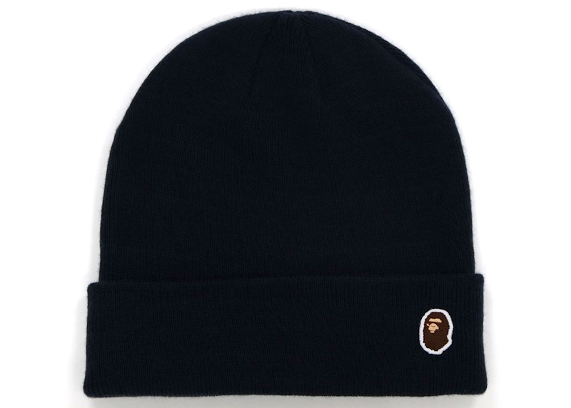 Pre-owned Bape Ape Head One Point Knit Cap (fw21) In Navy Blue