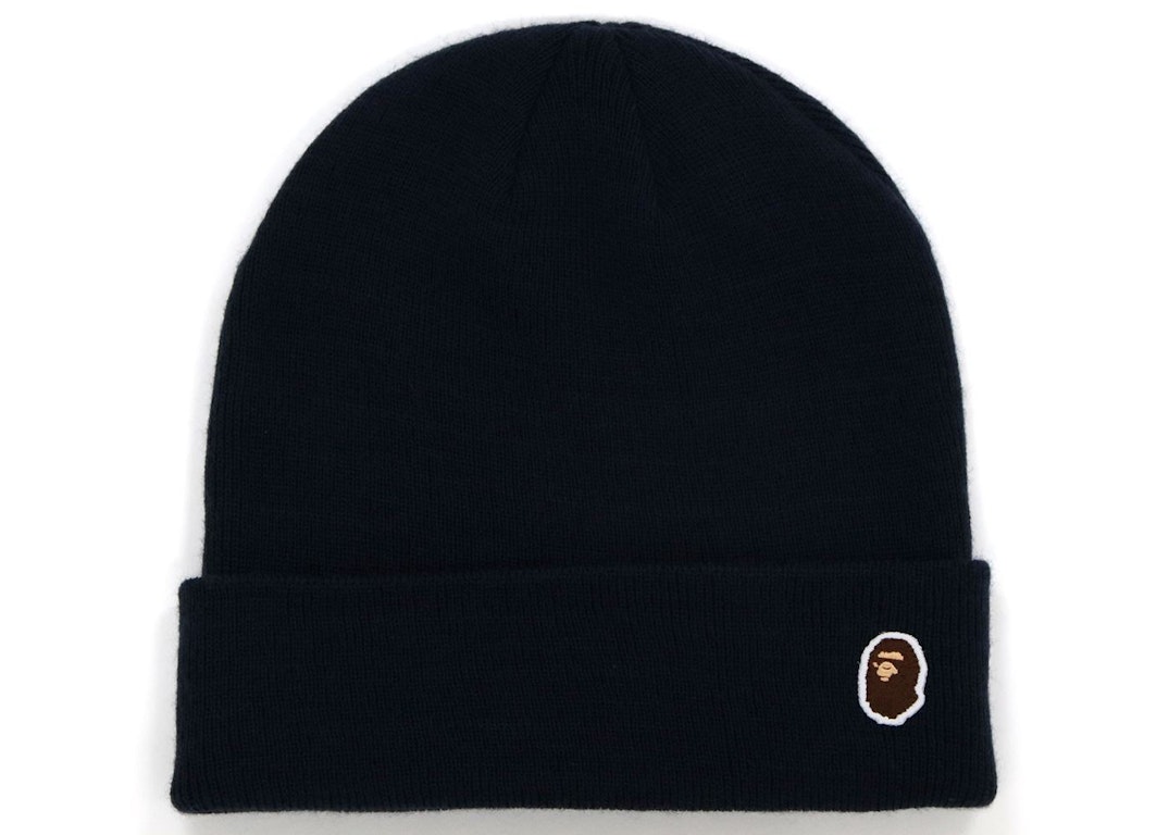 Pre-owned Bape Ape Head One Point Knit Cap (fw21) Navy