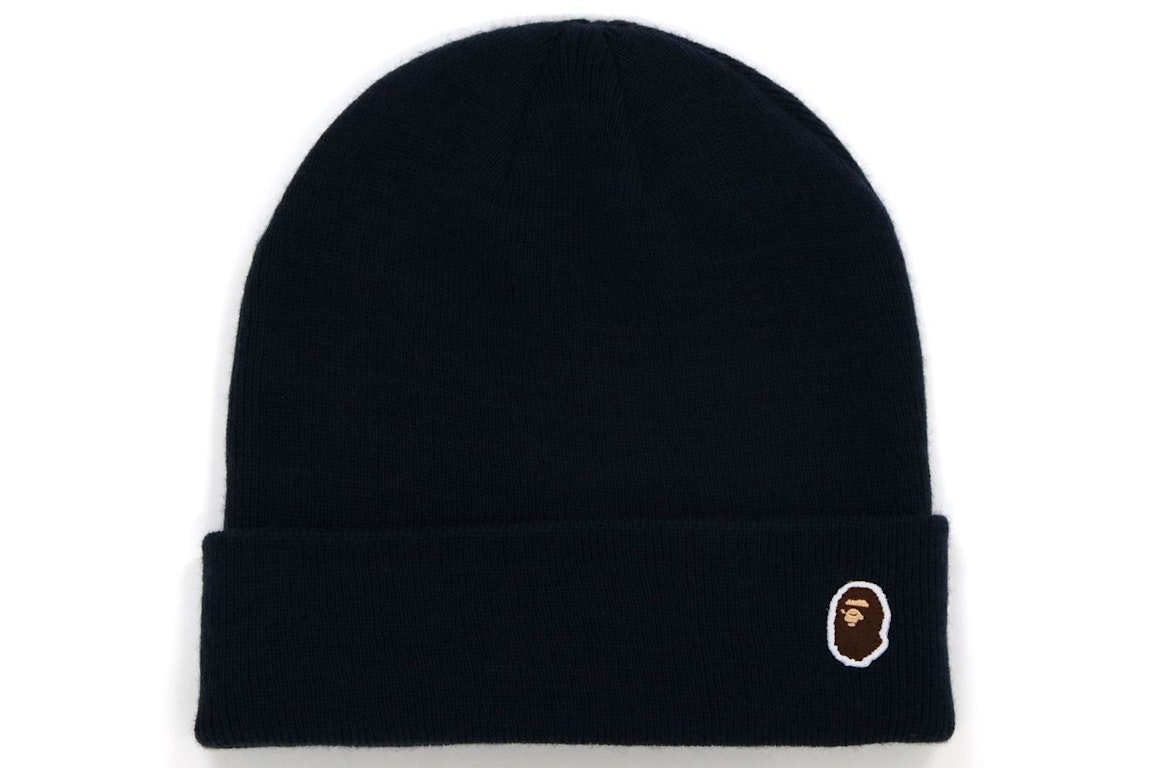 Pre-owned Bape Ape Head One Point Knit Cap (fw21) Navy