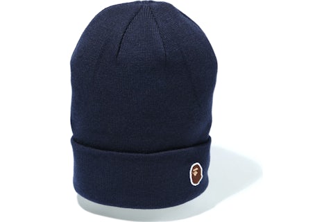 BAPE Ape Head One Point Knit Hat Navy Men's - FW19 - US BAPE Ape Head One Point Knit Hat Navy Men's - FW19 - US