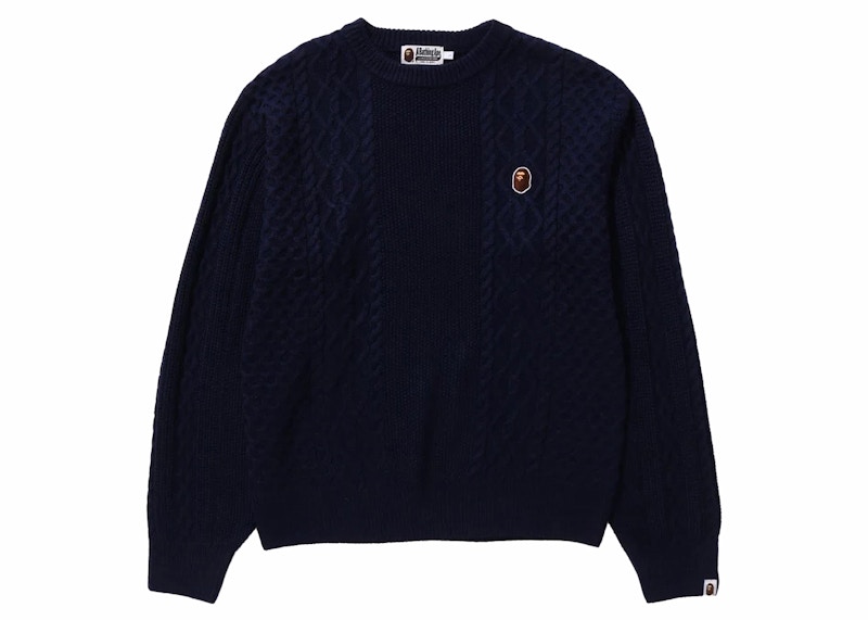 Pre-owned Ape Head One Point Knit Sweater Navy