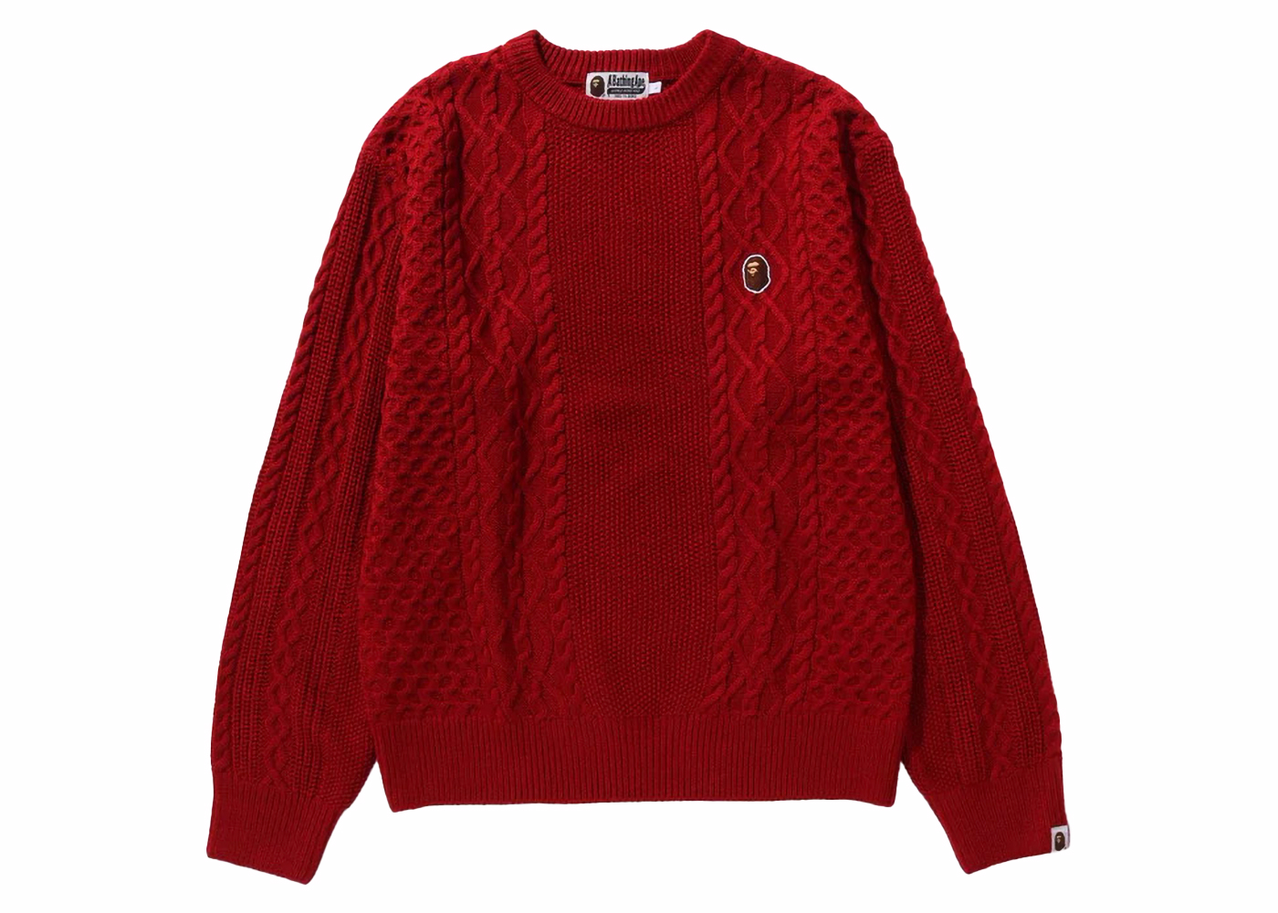 BAPE Ape Head One Point Knit Sweater Red Men s FW23 US