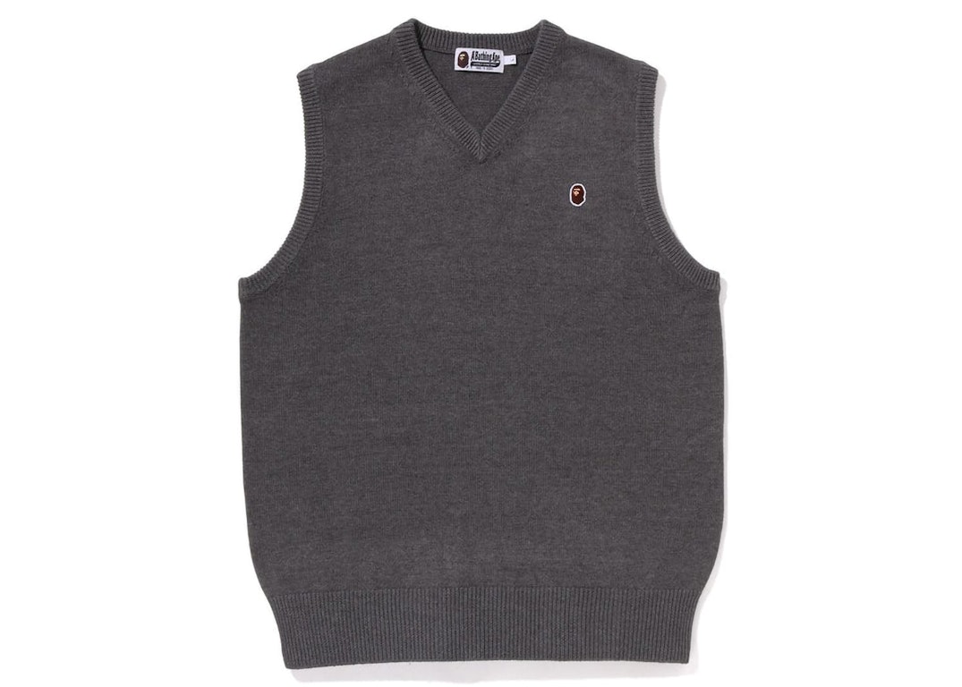 Pre-owned Bape Ape Head One Point Knit Vest Grey
