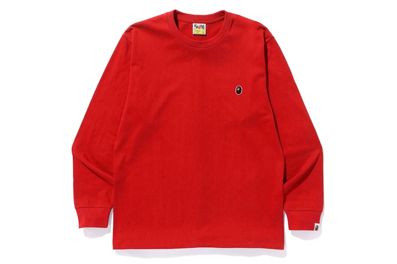 BAPE Ape Head One Point LS Tee Red