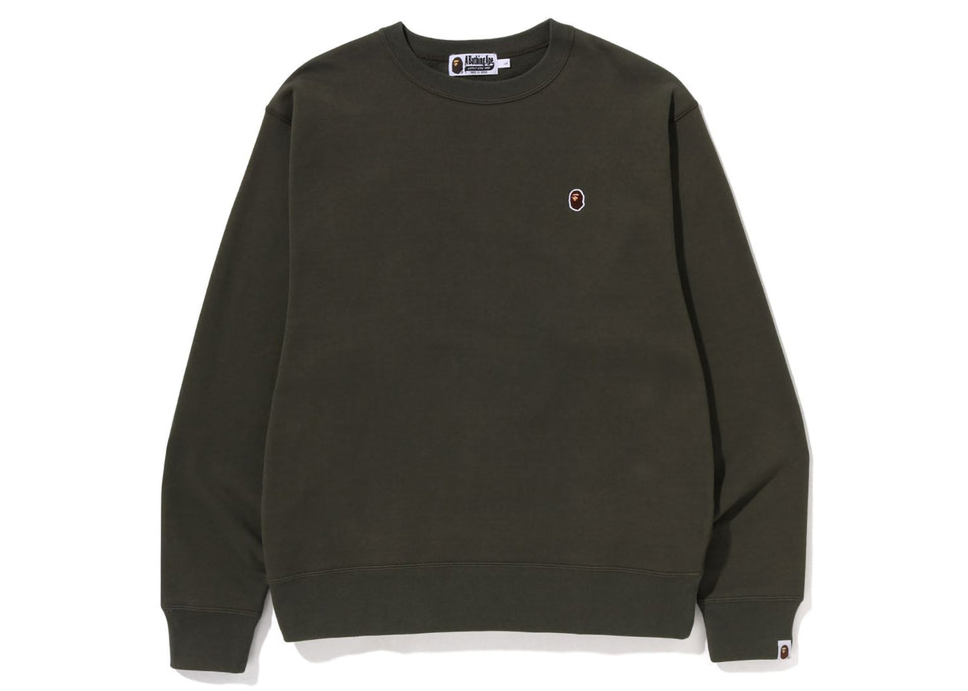 BAPE Ape Head One Point Relaxed Fit Crewneck (SS23) Olive Drab