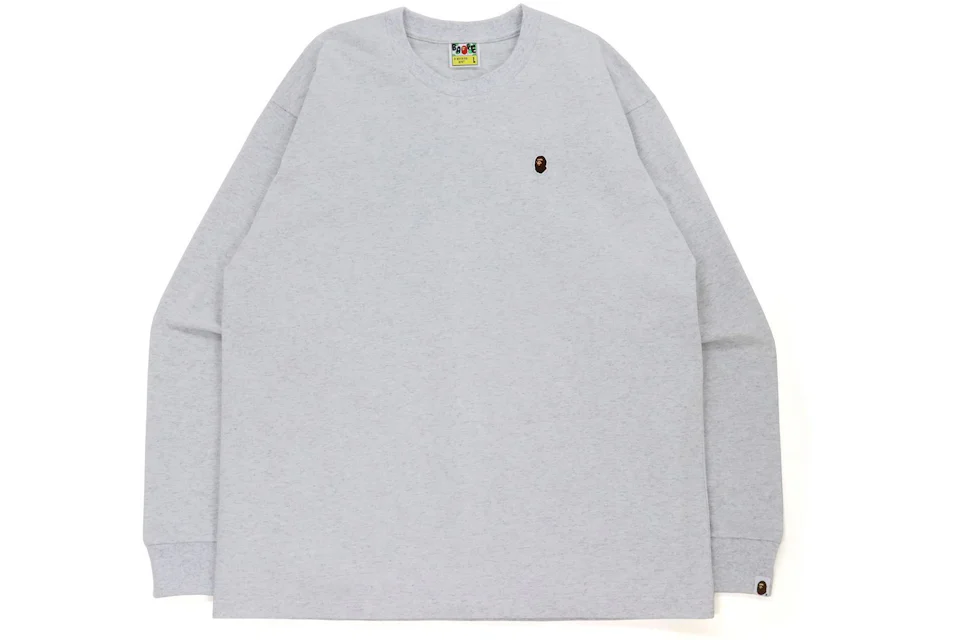 BAPE Ape Head One Point Relaxed Fit L/S Tee Grey