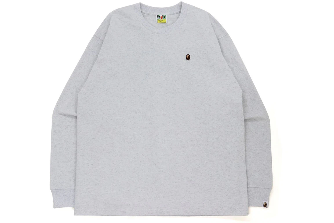BAPE Ape Head One Point Relaxed Fit L/S Tee Grey