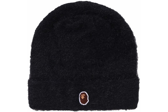 BAPE Ape Head One Point Shaggy Knit Cap Black