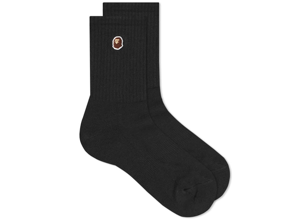Pre-owned Bape Ape Head One Point Socks Black