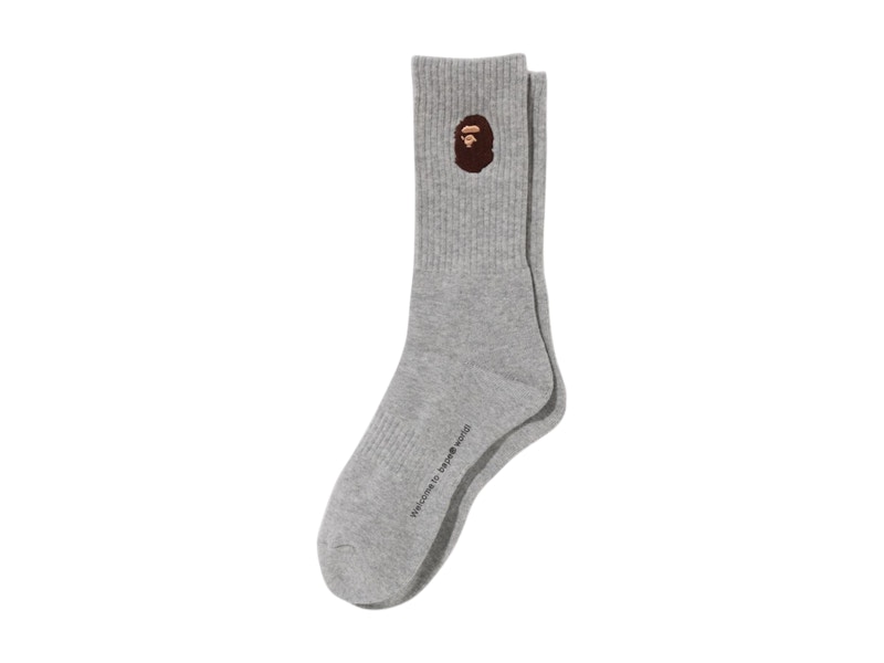 Pre-owned Bape Ape Head One Point Socks (ss25) In Gray