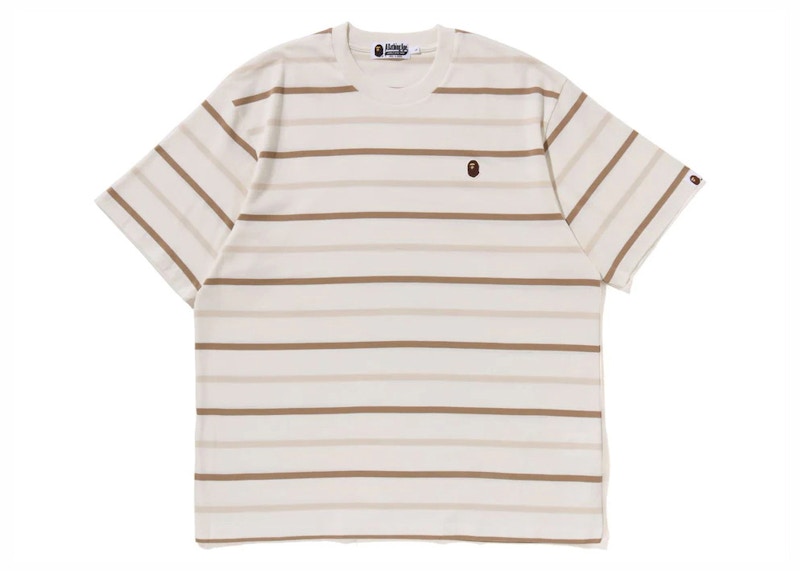 BAPE Ape Head One Point Stripe Tee Ivory