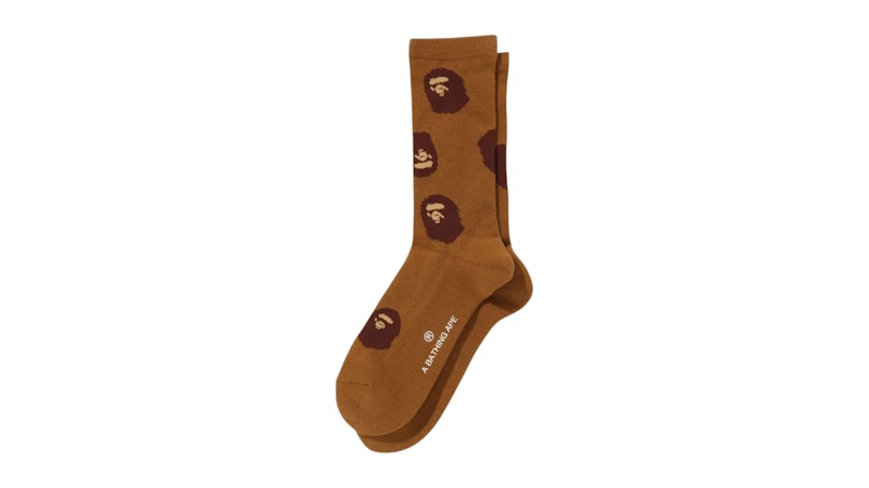 BAPE Ape Head Pattern Socks Brown