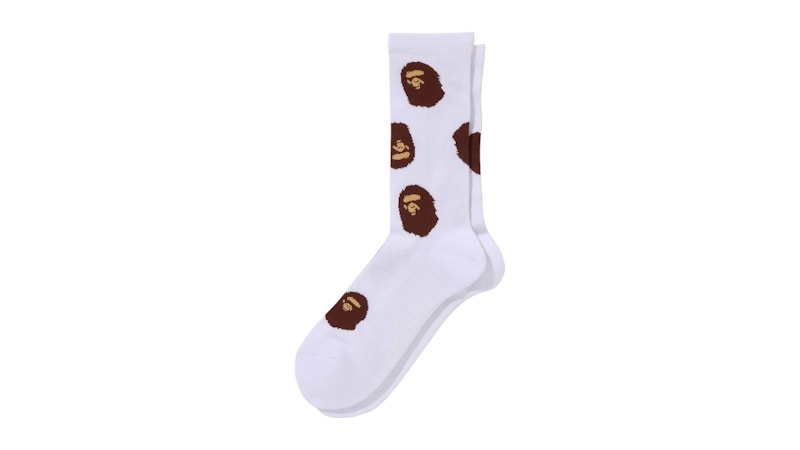 BAPE Socken mit Affenkopfmuster (FW25) Weiß