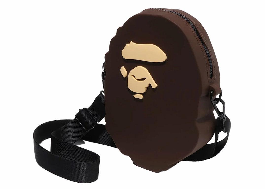 Pre-owned Bape Ape Head Silicon Shoulder Bag Brown