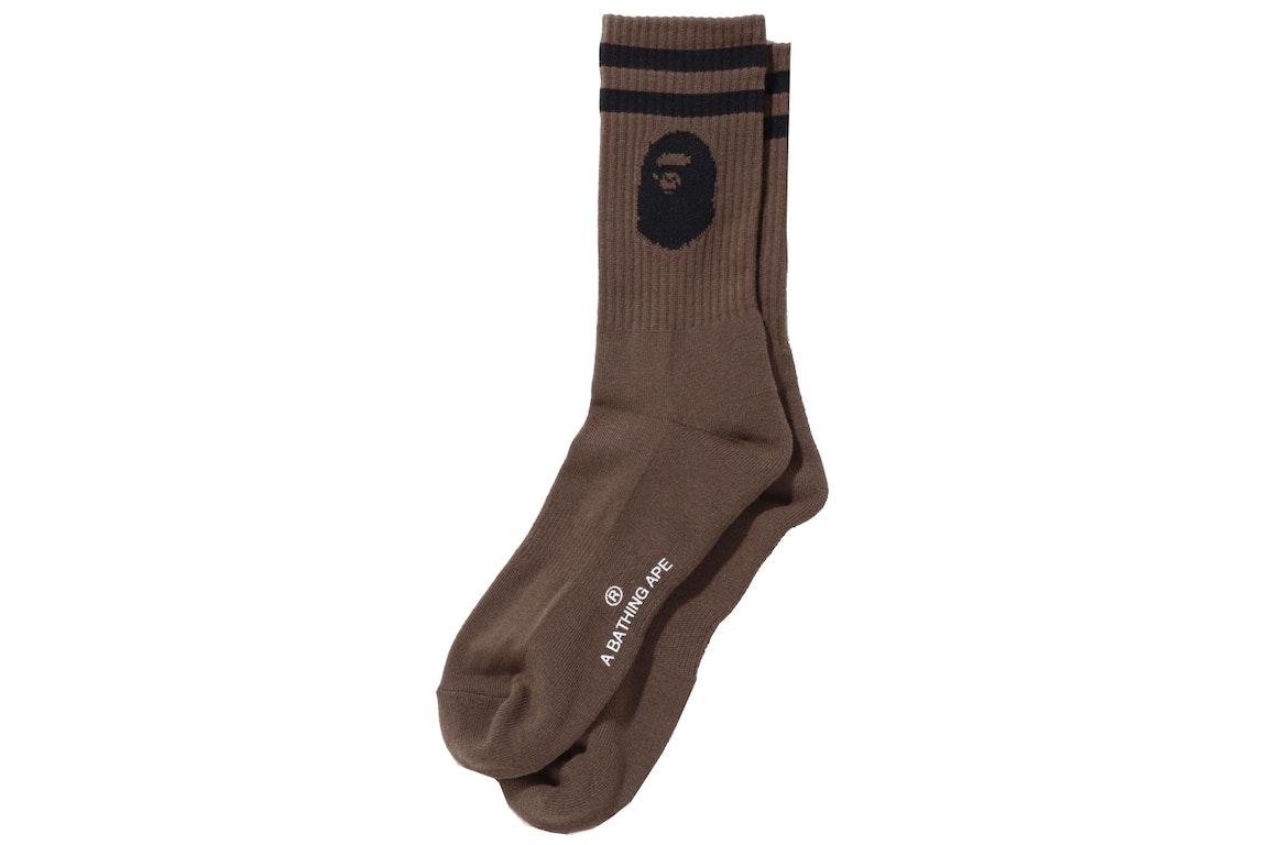 Pre-owned Bape Ape Head Socks Brown