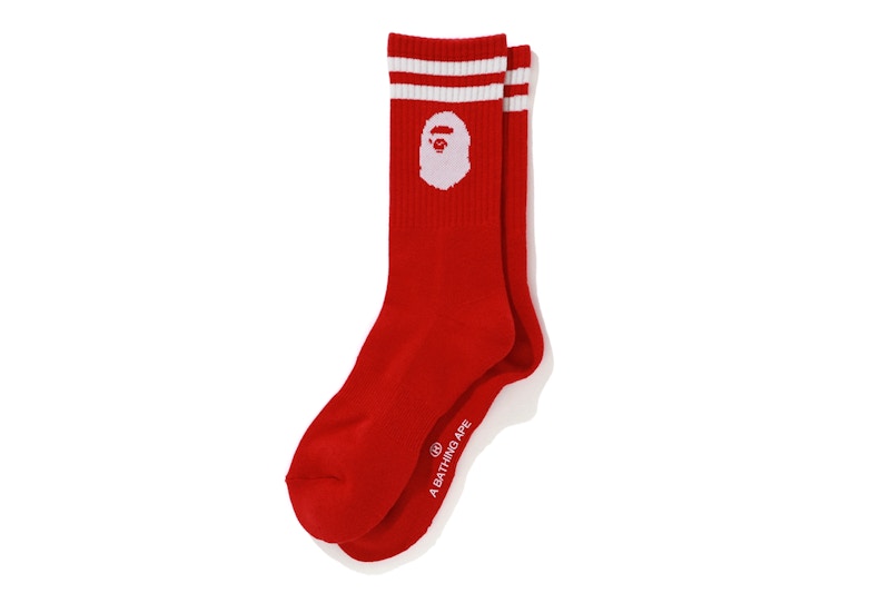 BAPE Ape Head Socks (FW19) Red Men's - FW19 - US