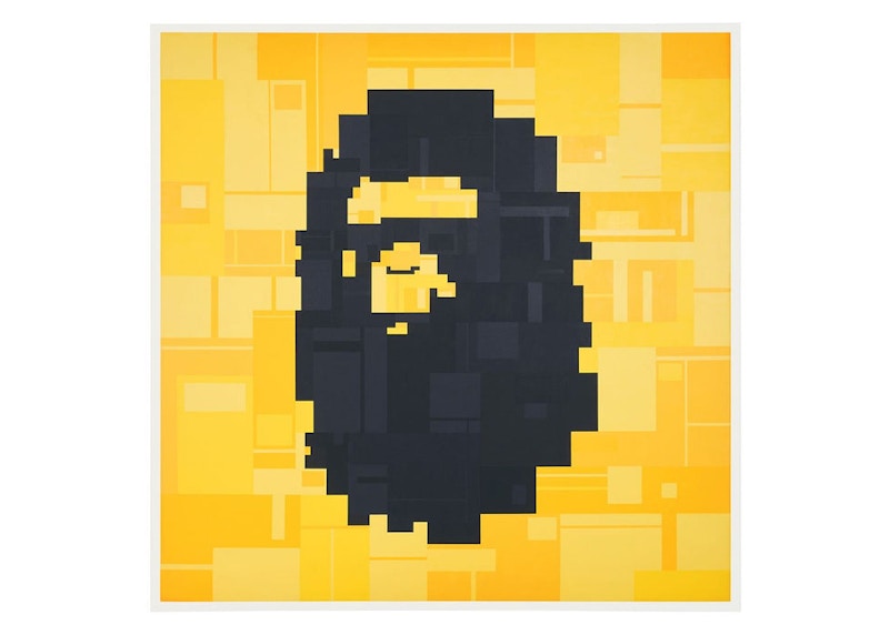 BAPE Ape Head Yellow And Black By Adam Lister Print - SS23 - TW