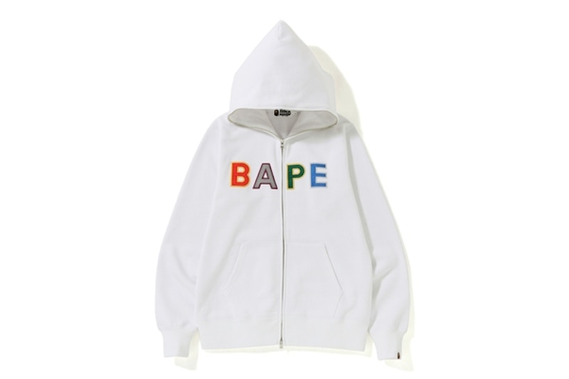 BAPE Applique Full Zip Hoodie White Men's - SS19 - US