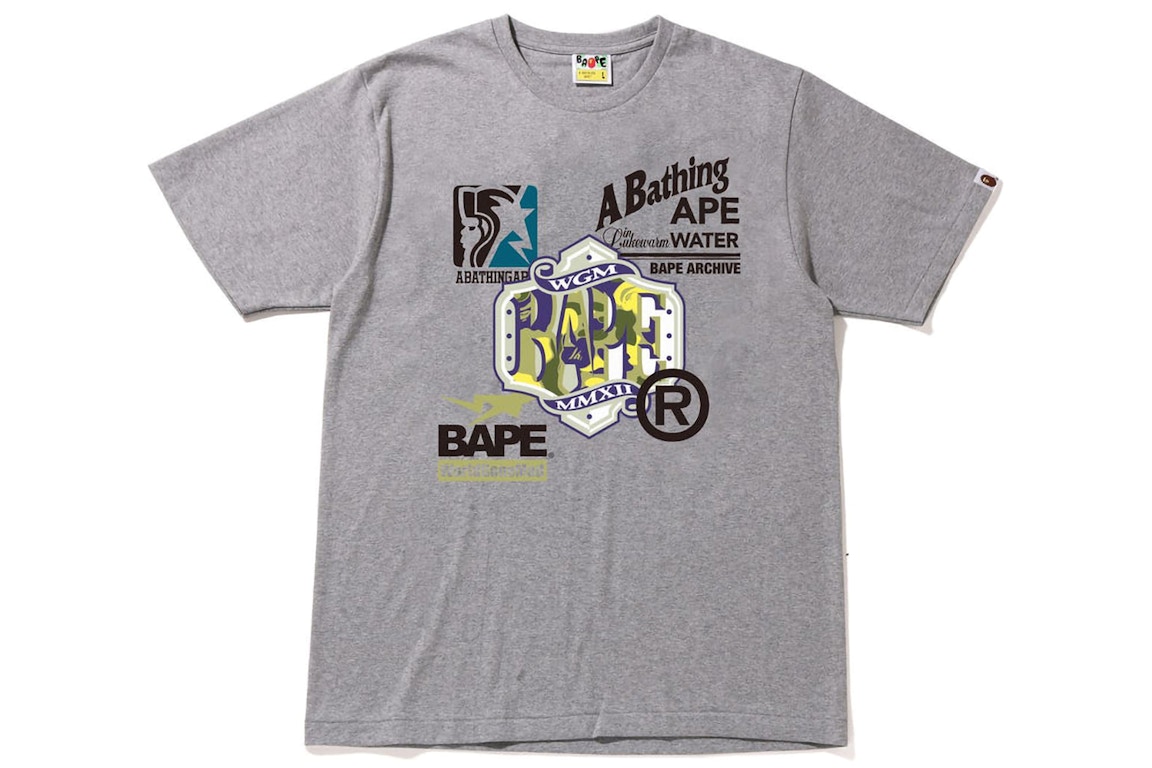 Click to view more detailed imagery on our partner's website Pre-owned Bape Archive Graphic #10 Tee Grey