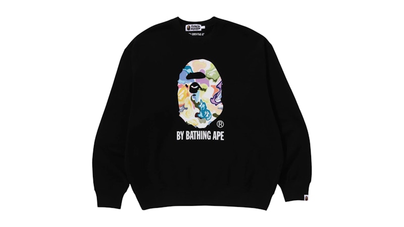 トップス A BATHING APE ART CAMO CREWNECK S BAPE Art Camo By Bathing Ape Relaxed Fit Crewneck Sweatshirt Black