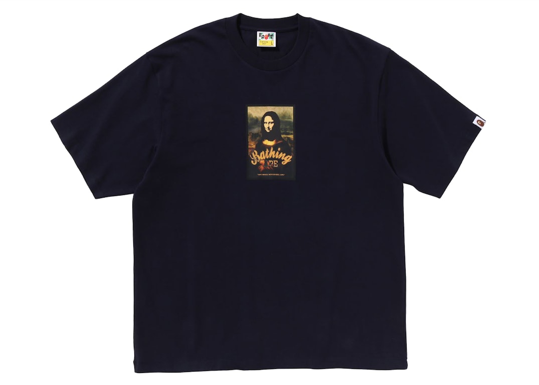 Pre-owned Bape Art Print Relaxed Fit Tee Navy Blue