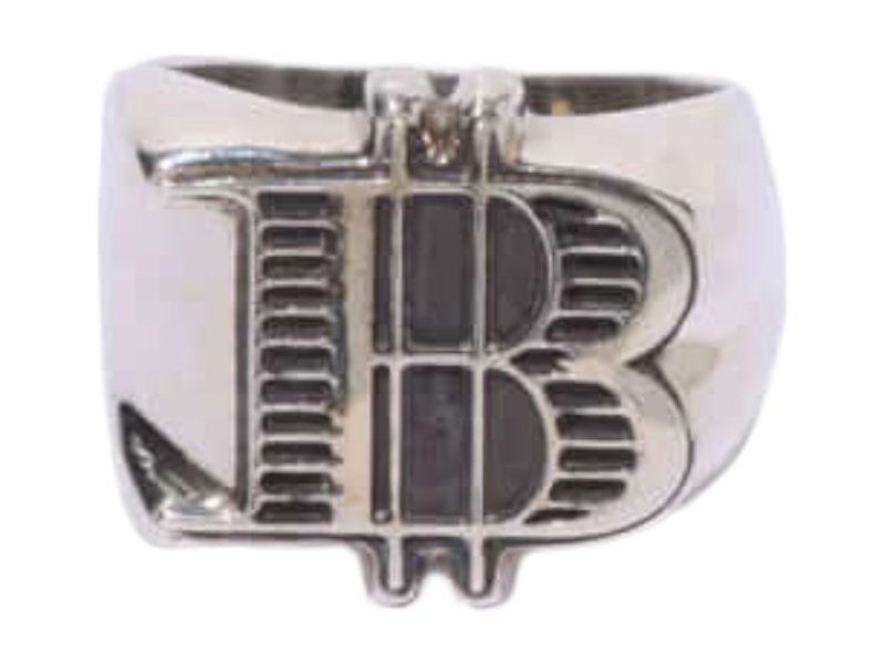 Pre-owned Bape B Logo Ring In Silver