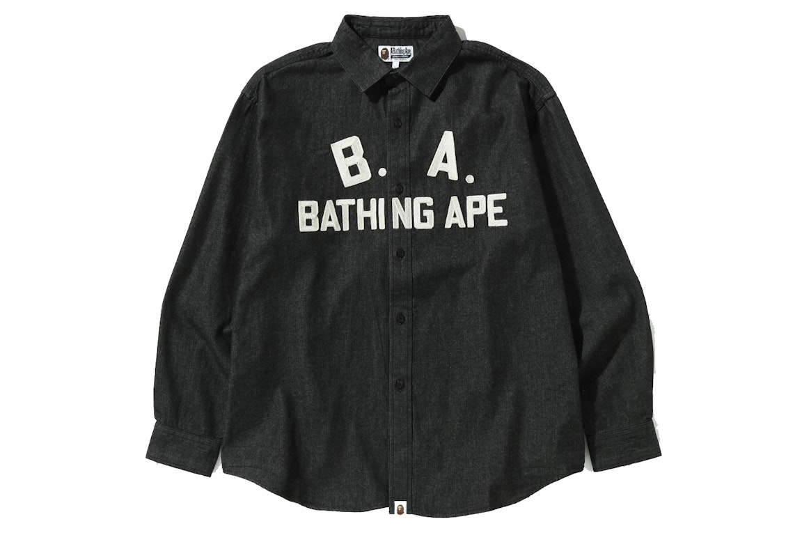 Pre-owned Bape B.a Loose Fit Denim Shirt Black