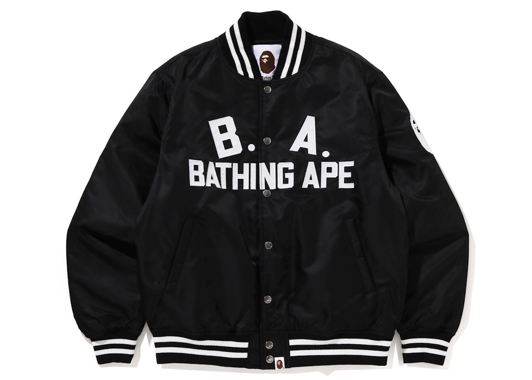 Pre-owned Bape B.a Nylon Varsity Jacket Black