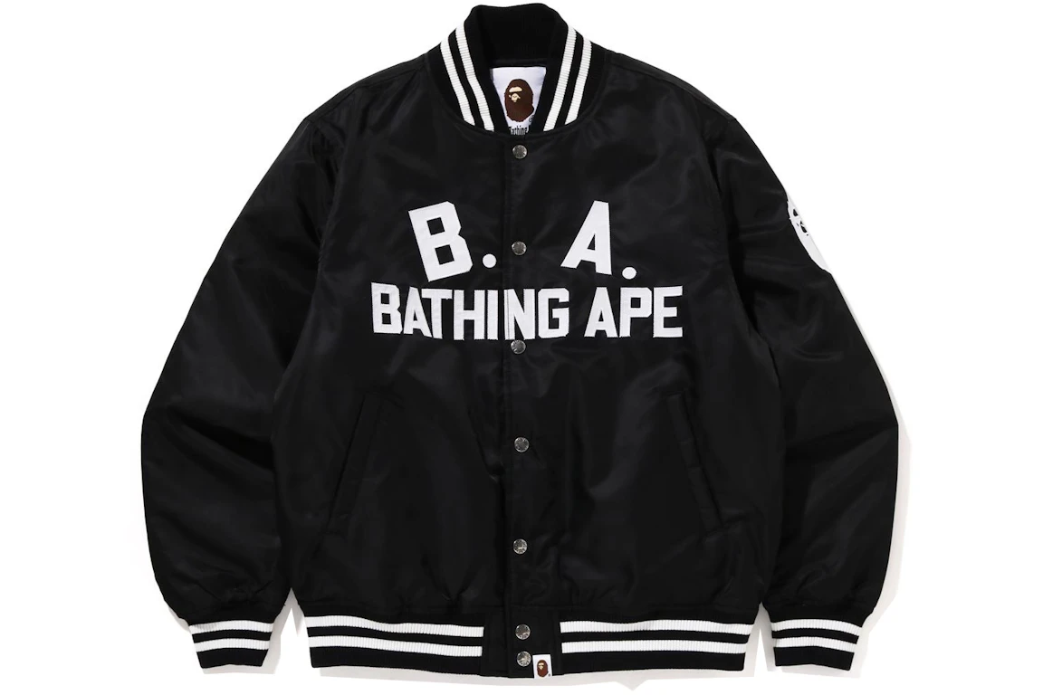 BAPE B.A Nylon Varsity Jacket Black