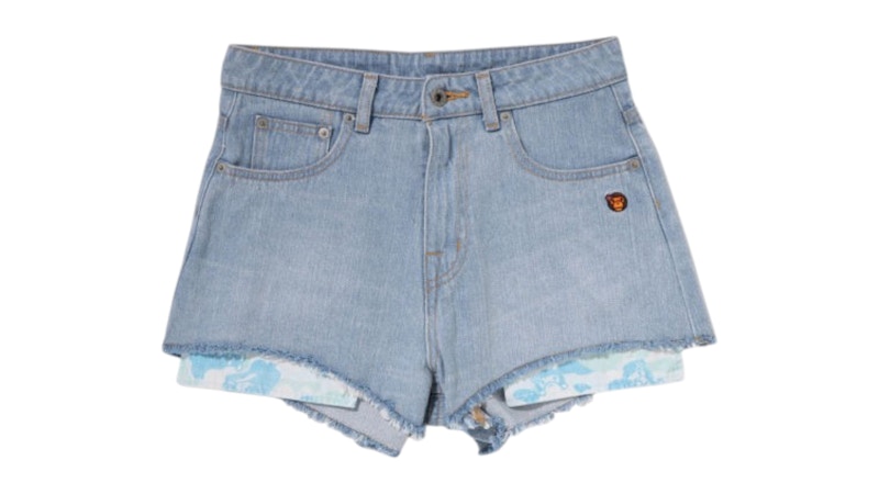 BAPE BABY LISA Embroidered Rhinestone Denim Shorts Denim