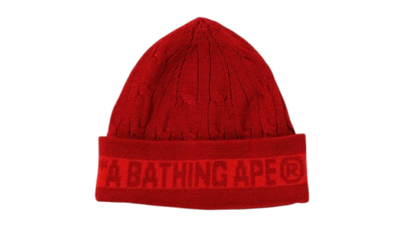 BAPE BAPE Cable Knit Beanie Bright Red