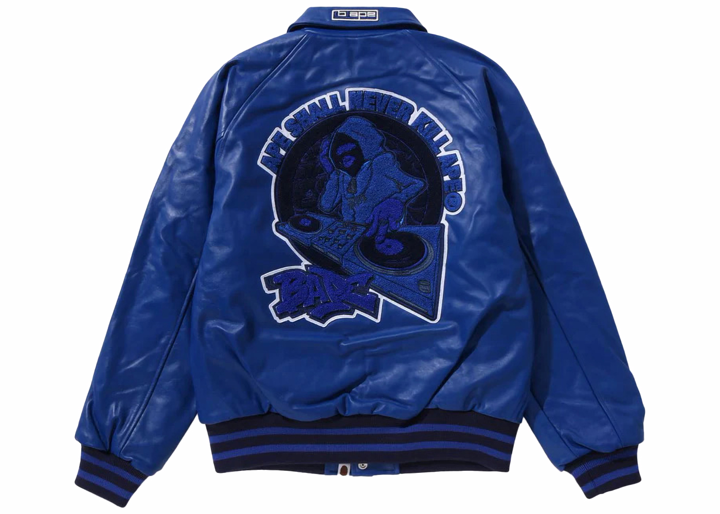BAPE (B)APE Leather Varsity Jacket Blue Men's - FW23 - US