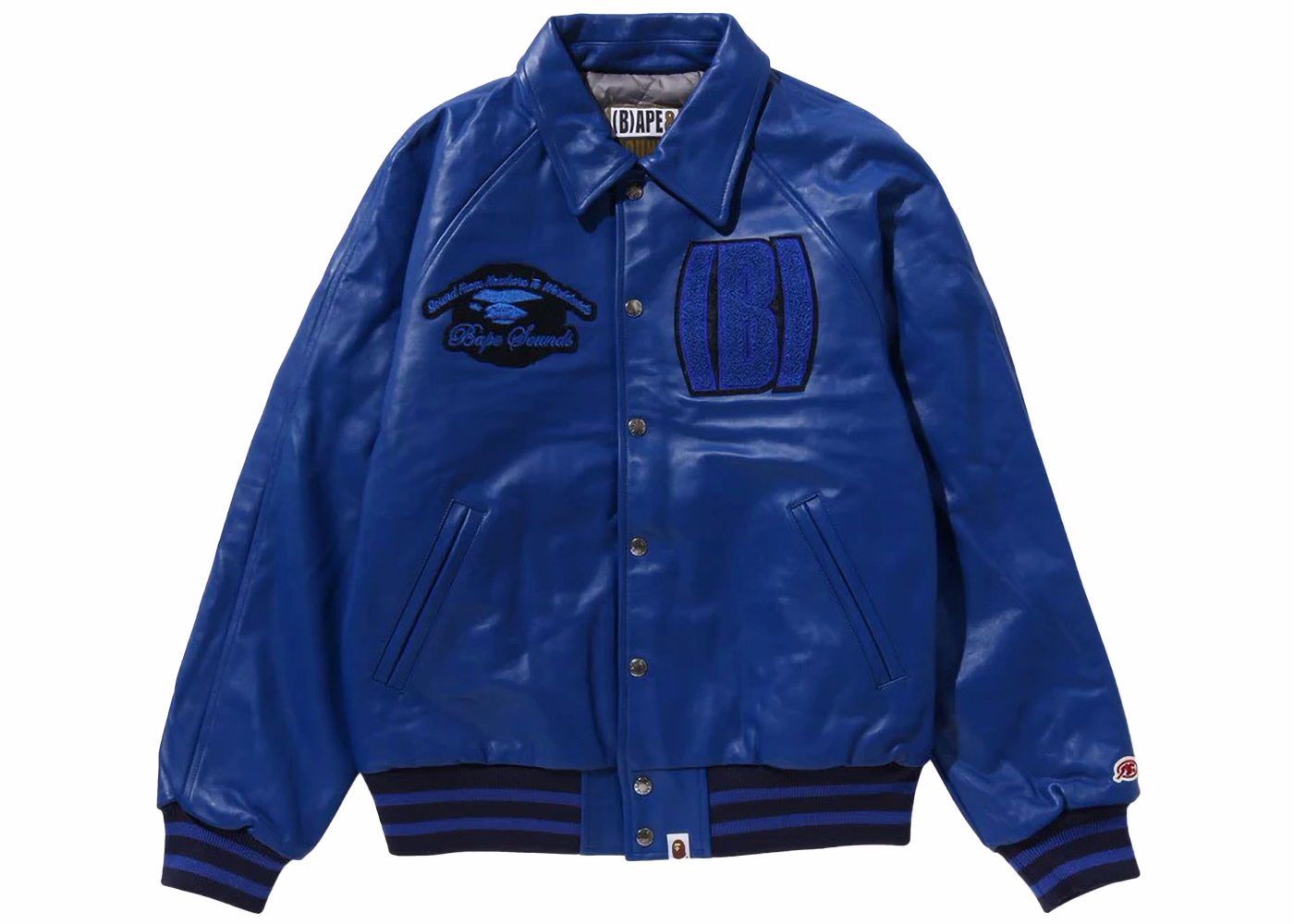 BAPE (B)APE Leather Varsity Jacket Blue Men's - FW23 - US