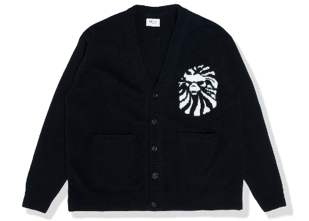 Pre-owned Bape Black College Cardigan Sweater Black