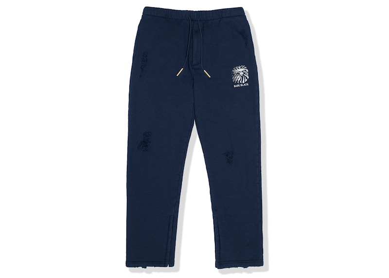 BAPE Nero Pantaloni della tuta Distressed Blu navy