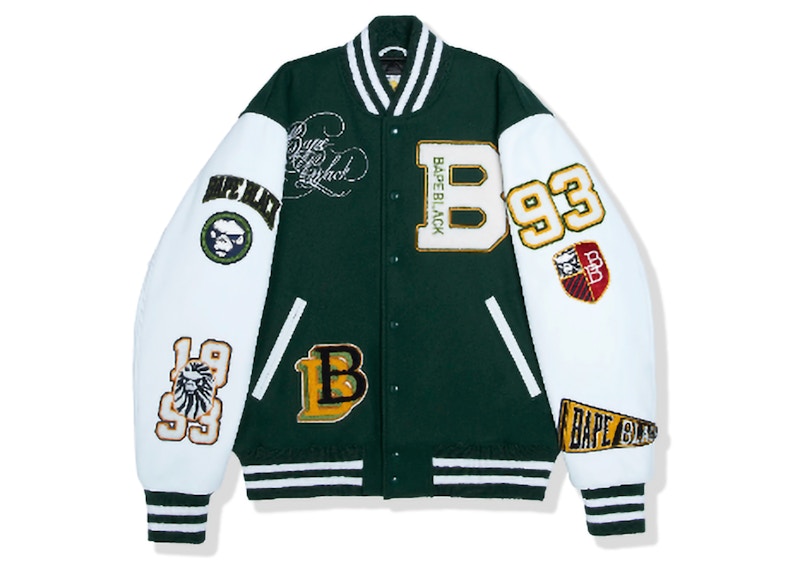 BAPE BLACK Golden Bear Sportswear Varsity Jacket Green - FW22