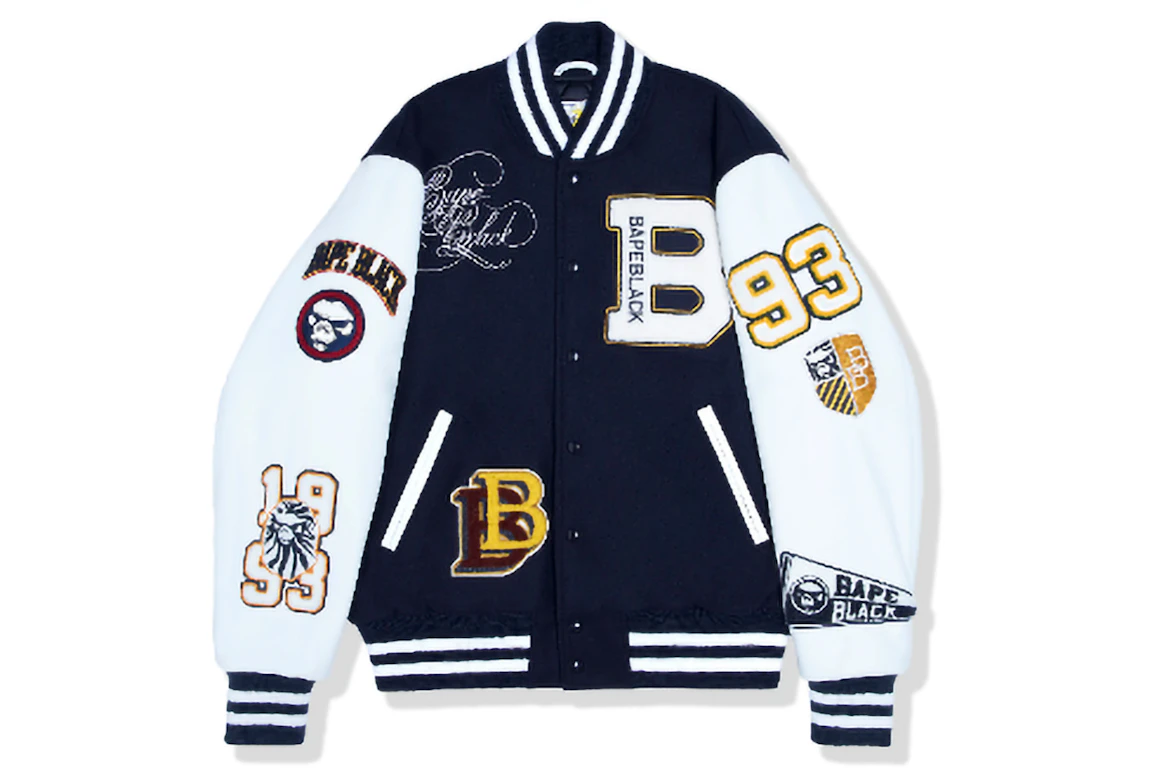 BAPE BLACK Golden Bear Sportswear Varsity Jacket Navy