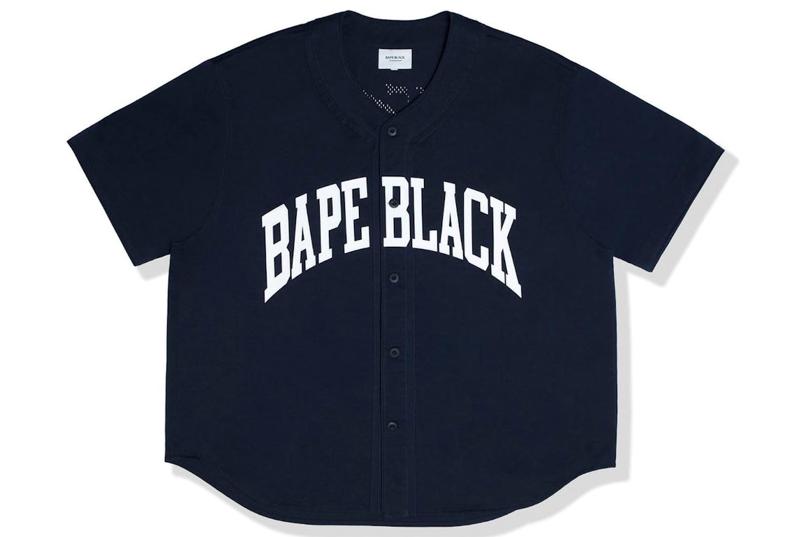 Pre-owned Bape Black Logo Baseball Shirt Navy