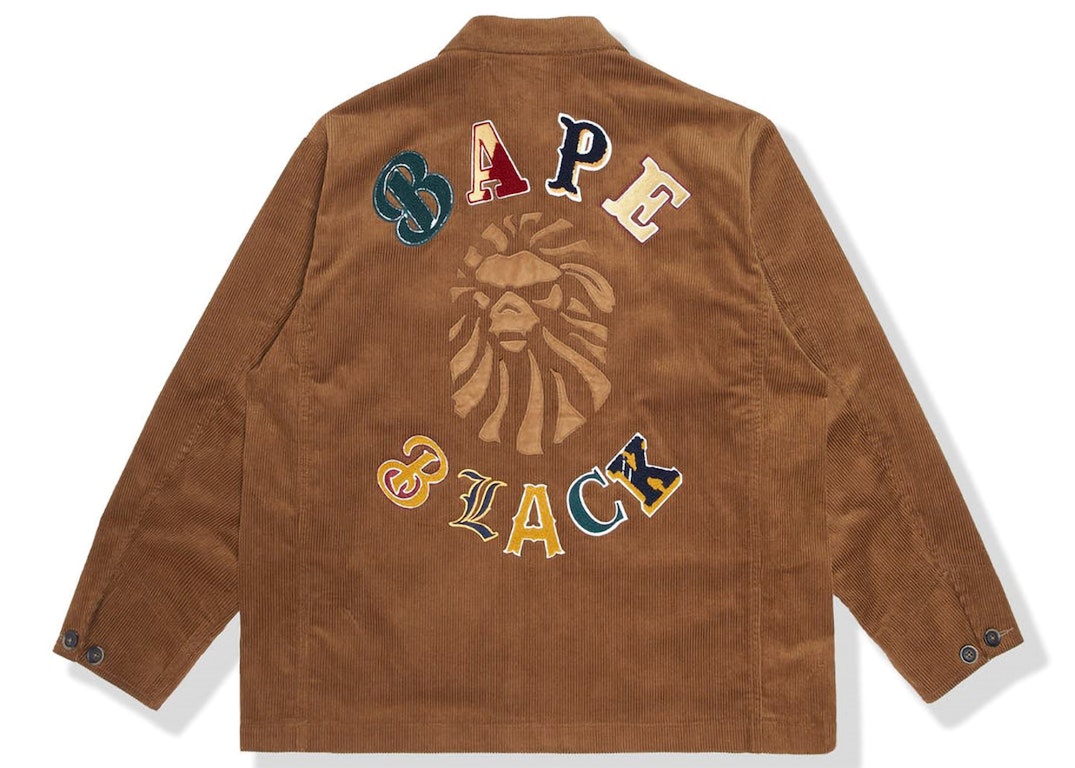Pre-owned Bape Black Logo Corduroy Work Jacket Beige