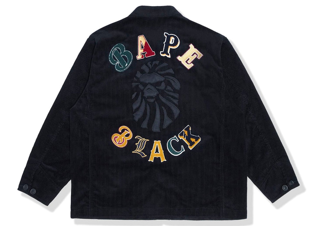 Pre-owned Bape Black Logo Corduroy Work Jacket Black