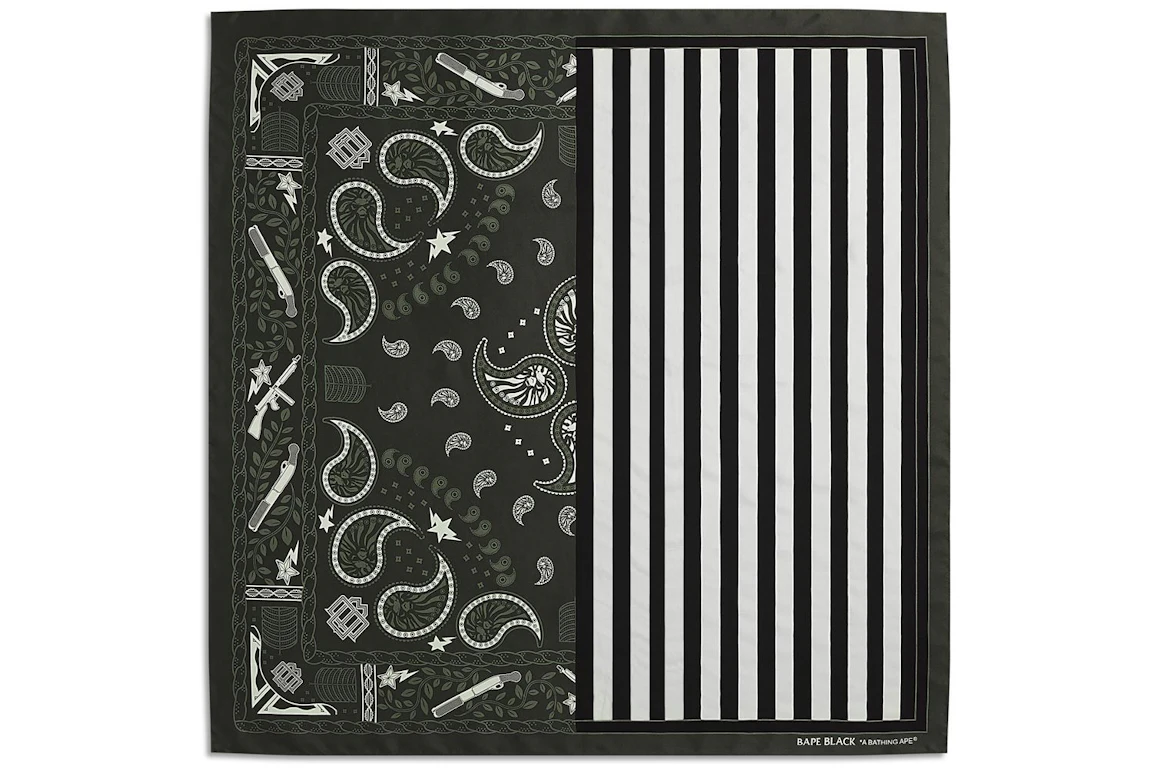BAPE BLACK Paisley Silk Scarf Charcoal