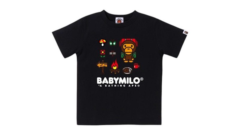 Pre-owned Bape Kids Baby Milo Camp Tee Shirt In Black