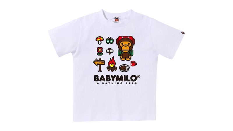 Pre-owned Bape Kids Baby Milo Camp Tee Shirt In White