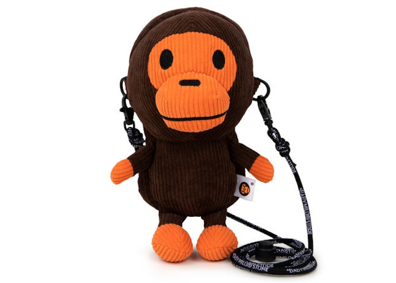 BAPE Baby Milo Corduroy Plush Mobile Bag Brown