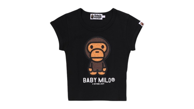 トップス A BATHING APE CRYSTAL STONE CROPPED TEE BAPE Baby Milo Crystal Stone Cropped Tee Black - SS26 - US