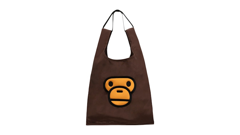 Pre-owned Bape Baby Milo Face Large Tote Bag In Brown