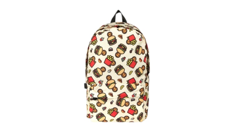 Grand sac à dos BAPE Baby Milo Fast Food Print, crème